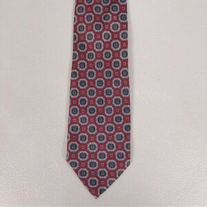 LANVIN MENS SILK TIE RED WITH DESIGN